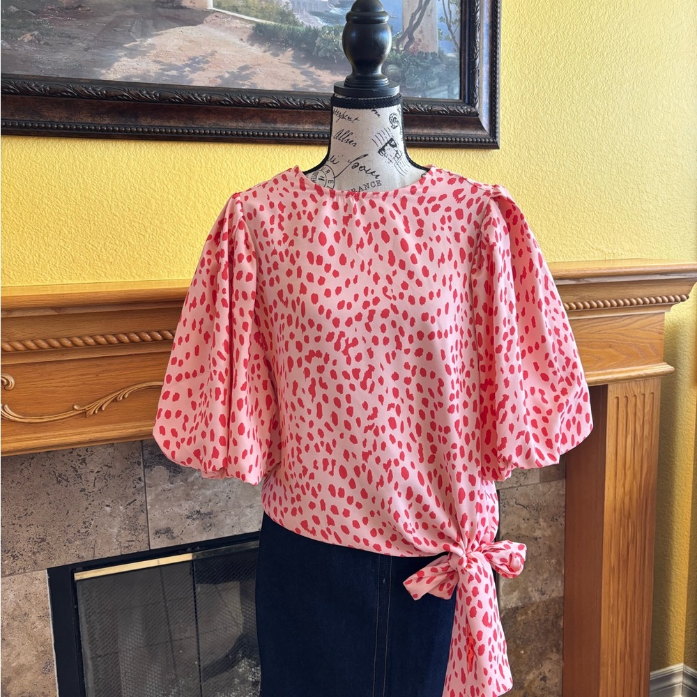 Vince Camuto Pink Polka Dot Women's Top